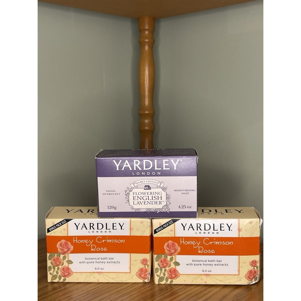 Yardley Bar Soap Lot‎ Of 3 English Lavender and Honey Crimson Rose